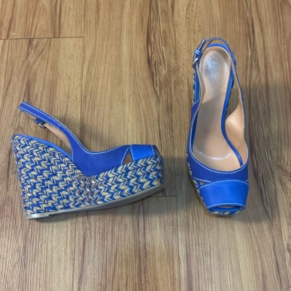Sergio Rossi Blue Slingback Open Toe Wedge